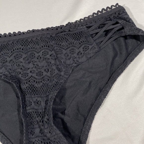NEW Becca [ Large ] Color Play Lace-Up Hipster Bikini Bottoms in‎ Black - Picture 8 of 12